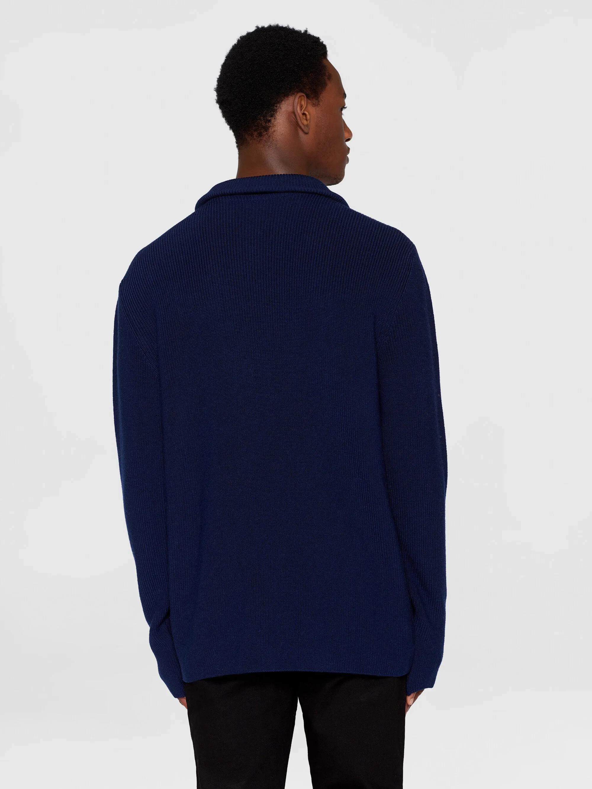 1/2 neck zip merino wool rib knit - Total Eclipse Knowledge Cotton