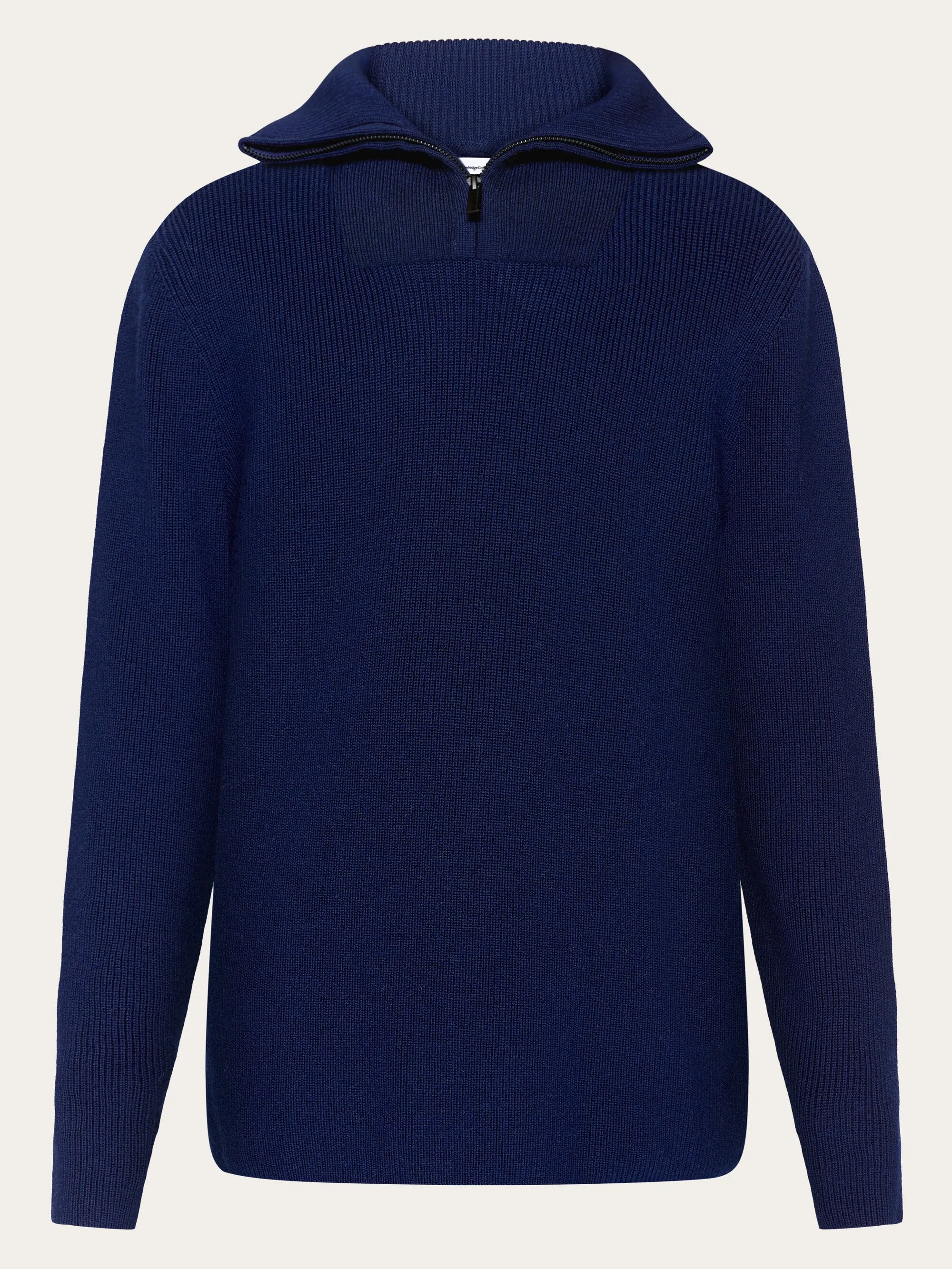 1/2 neck zip merino wool rib knit - Total Eclipse Knowledge Cotton