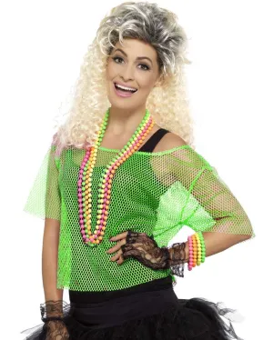 80s Neon Green Fishnet Womens Top