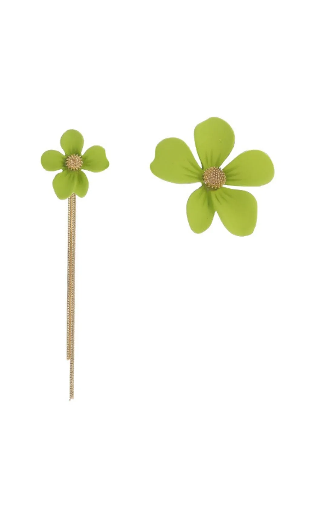ASYMMETRICAL TASSEL FLOWER EARRINGS IN GREEN Gloria Lanvin