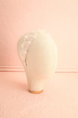 Bessy Ivory | Headband w/ Tulle & Pearls