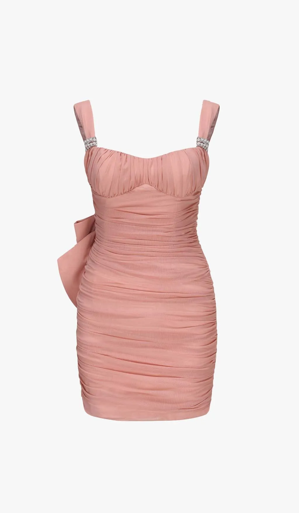 BOW DETAIL PLEATED MINI DRESS WITH GLOVES IN PINK Gloria Lanvin