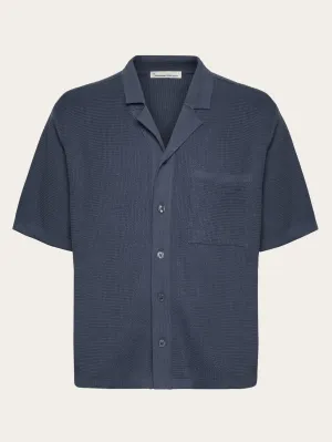 Boxy short sleeve structured knitted shirt - Regenerative Organic Certified - GOTS/Vegan - Vintage Indigo Knowledge Cotton