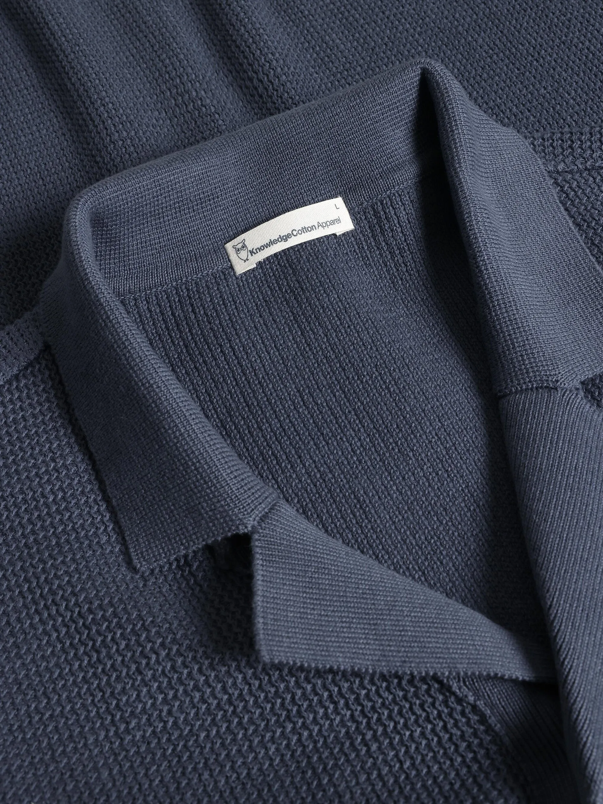 Boxy short sleeve structured knitted shirt - Regenerative Organic Certified - GOTS/Vegan - Vintage Indigo Knowledge Cotton