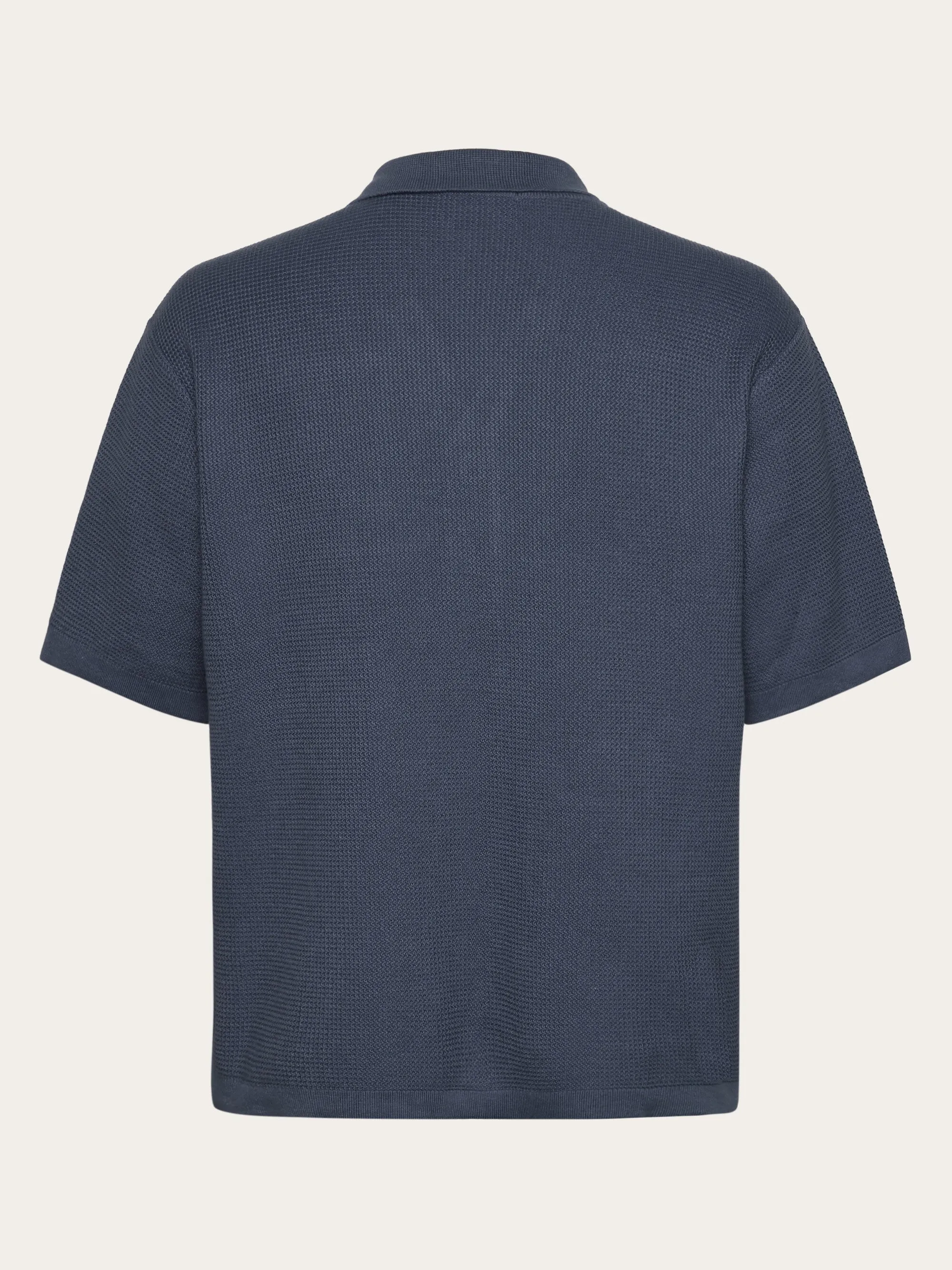 Boxy short sleeve structured knitted shirt - Regenerative Organic Certified - GOTS/Vegan - Vintage Indigo Knowledge Cotton