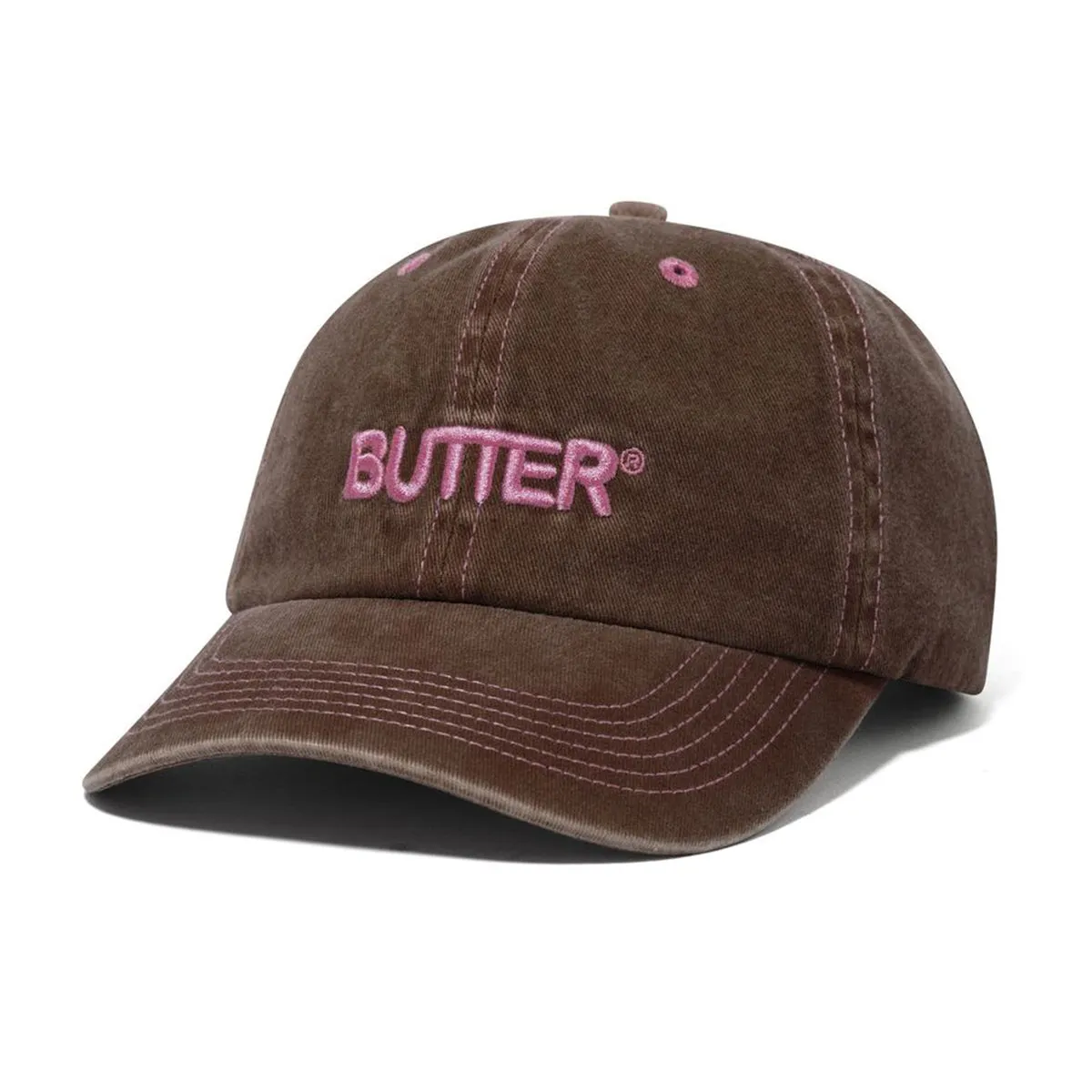 Butter Goods - Rounded Logo 6 Panel Cap Washed Brown