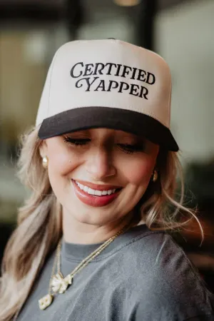 Certified Yapper Trucker Hat for Women in Black/Tan | KDC-BC-1128-BLK-TAN