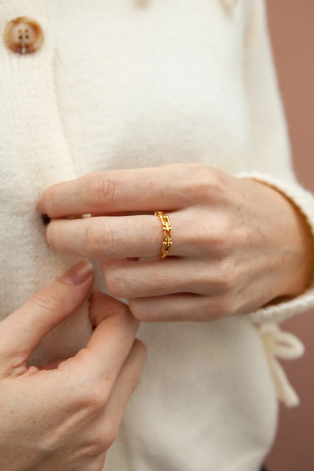 Chaponost | Beaded U-Link Adjustable Ring