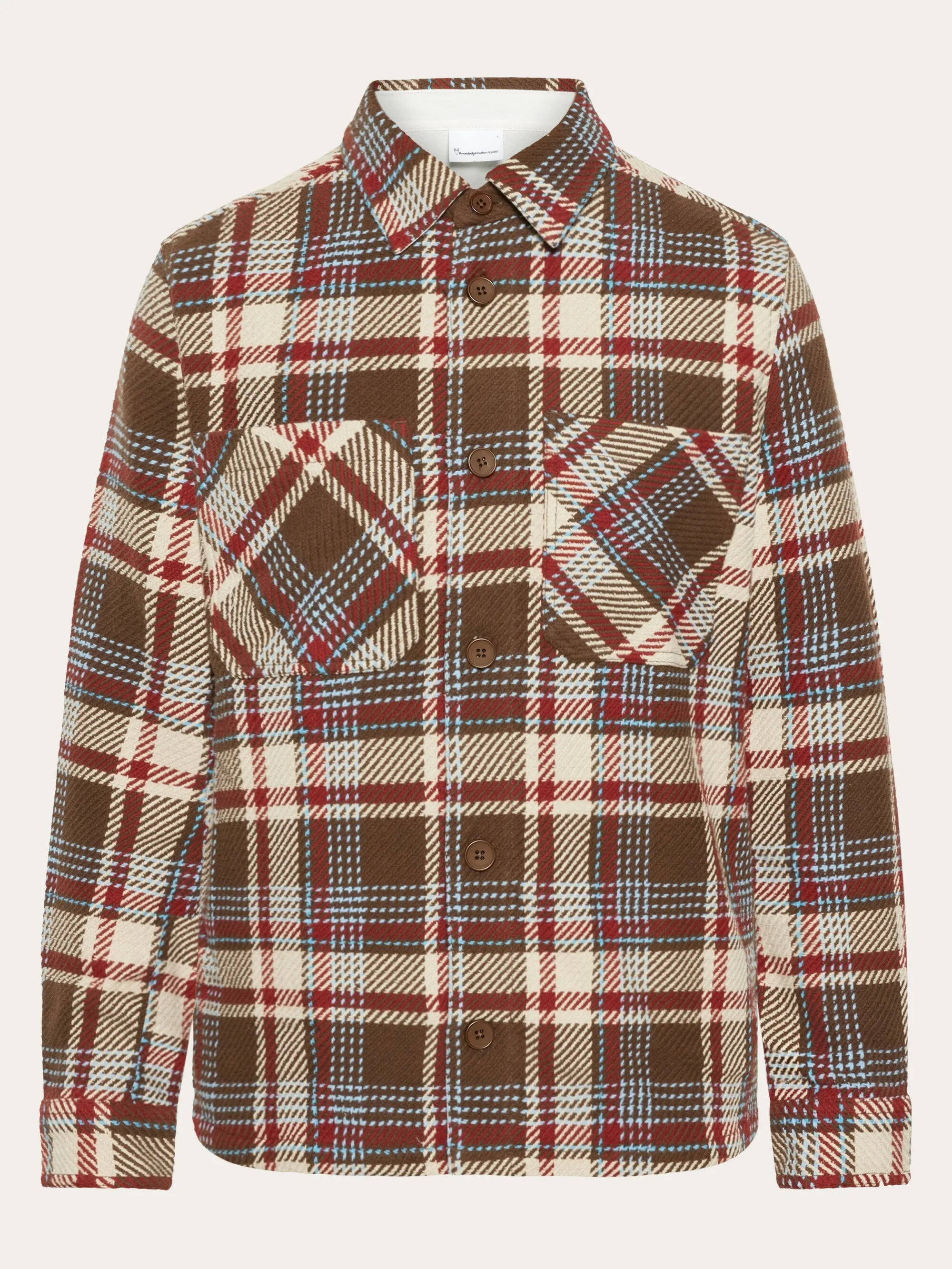 Checked overshirt - GOTS/Vegan - Red check Knowledge Cotton