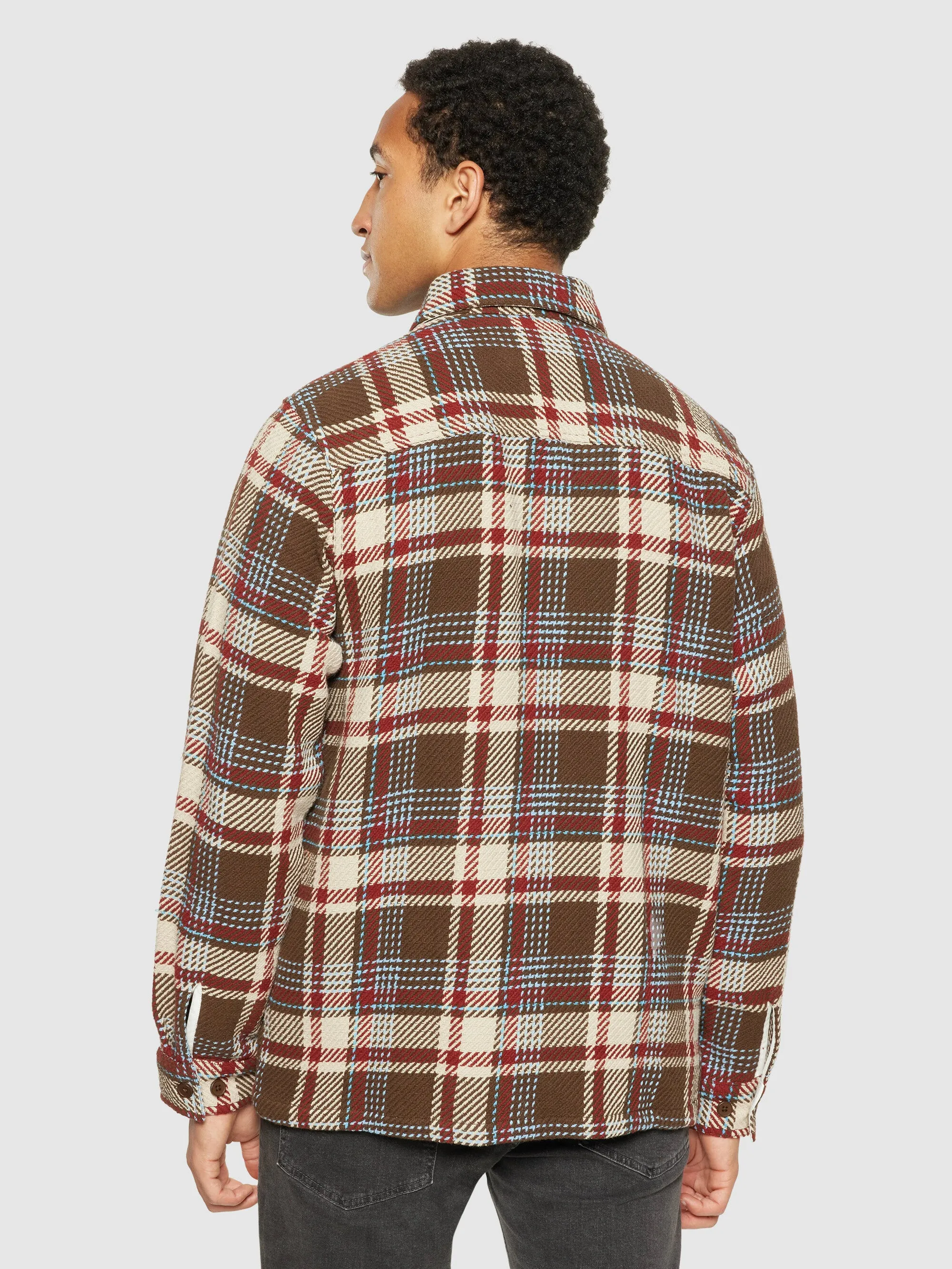 Checked overshirt - GOTS/Vegan - Red check Knowledge Cotton
