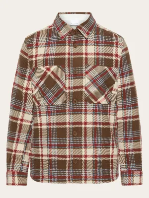 Checked overshirt - GOTS/Vegan - Red check Knowledge Cotton
