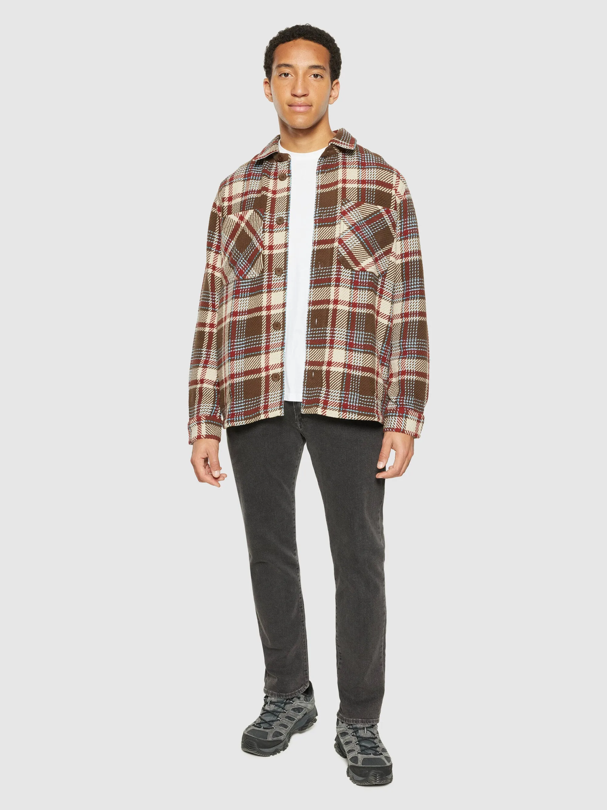 Checked overshirt - GOTS/Vegan - Red check Knowledge Cotton