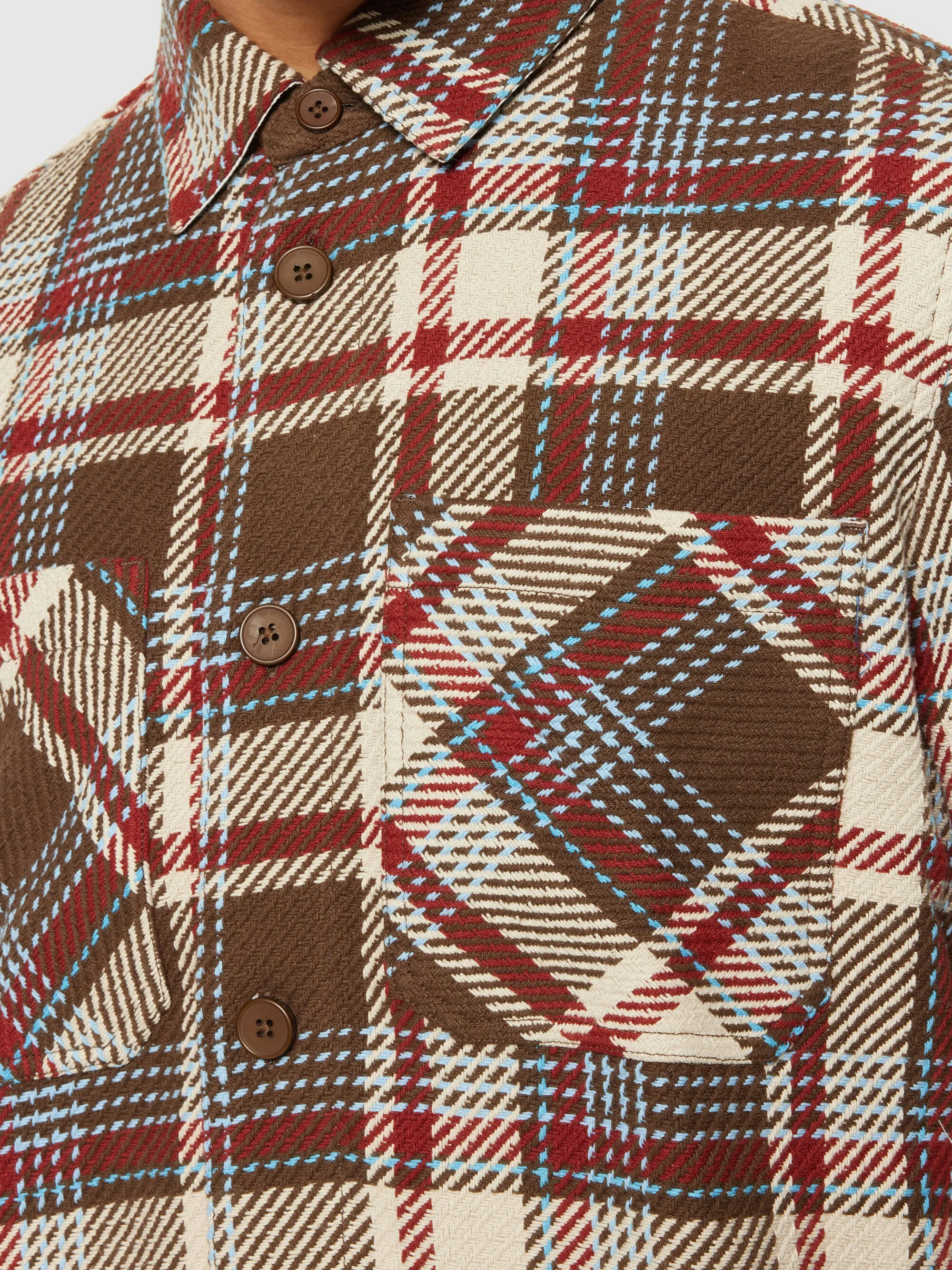 Checked overshirt - GOTS/Vegan - Red check Knowledge Cotton