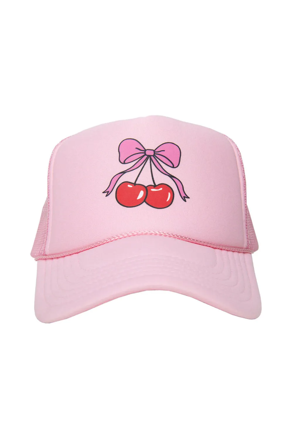 Cherry Bow Foam Trucker Hat for Women in Light Pink | KDC-TCFM-1125-LPK