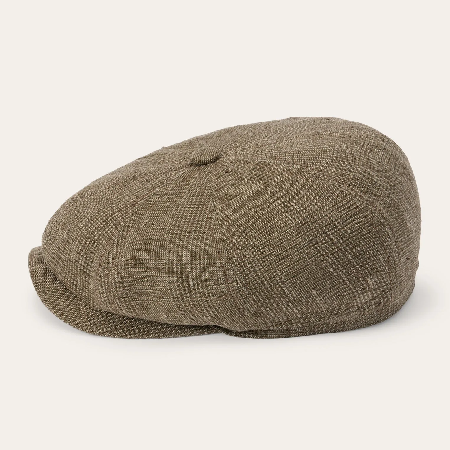 Glen Check Linen/Silk Hatteras Cap -STETSON