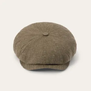 Glen Check Linen/Silk Hatteras Cap -STETSON