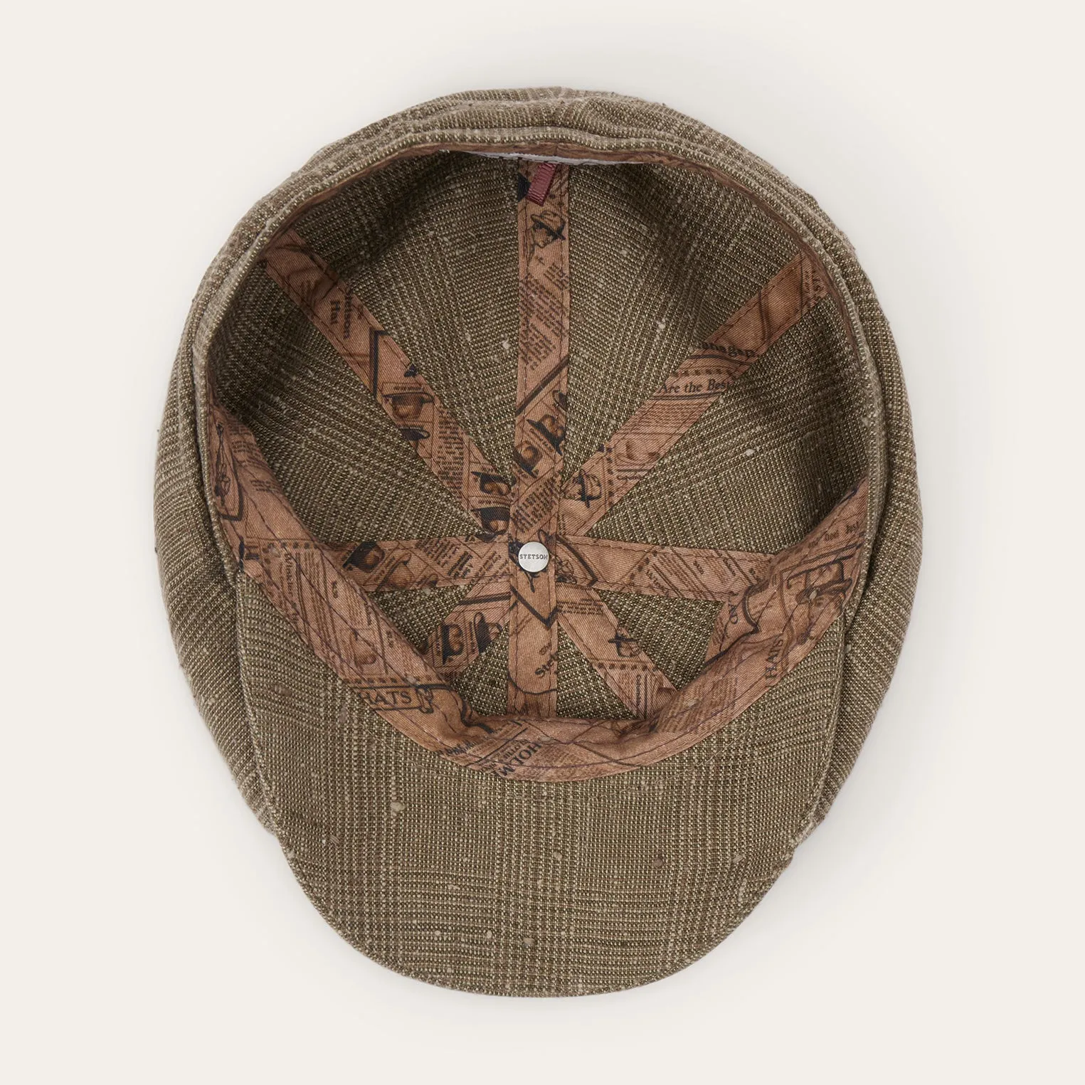 Glen Check Linen/Silk Hatteras Cap -STETSON
