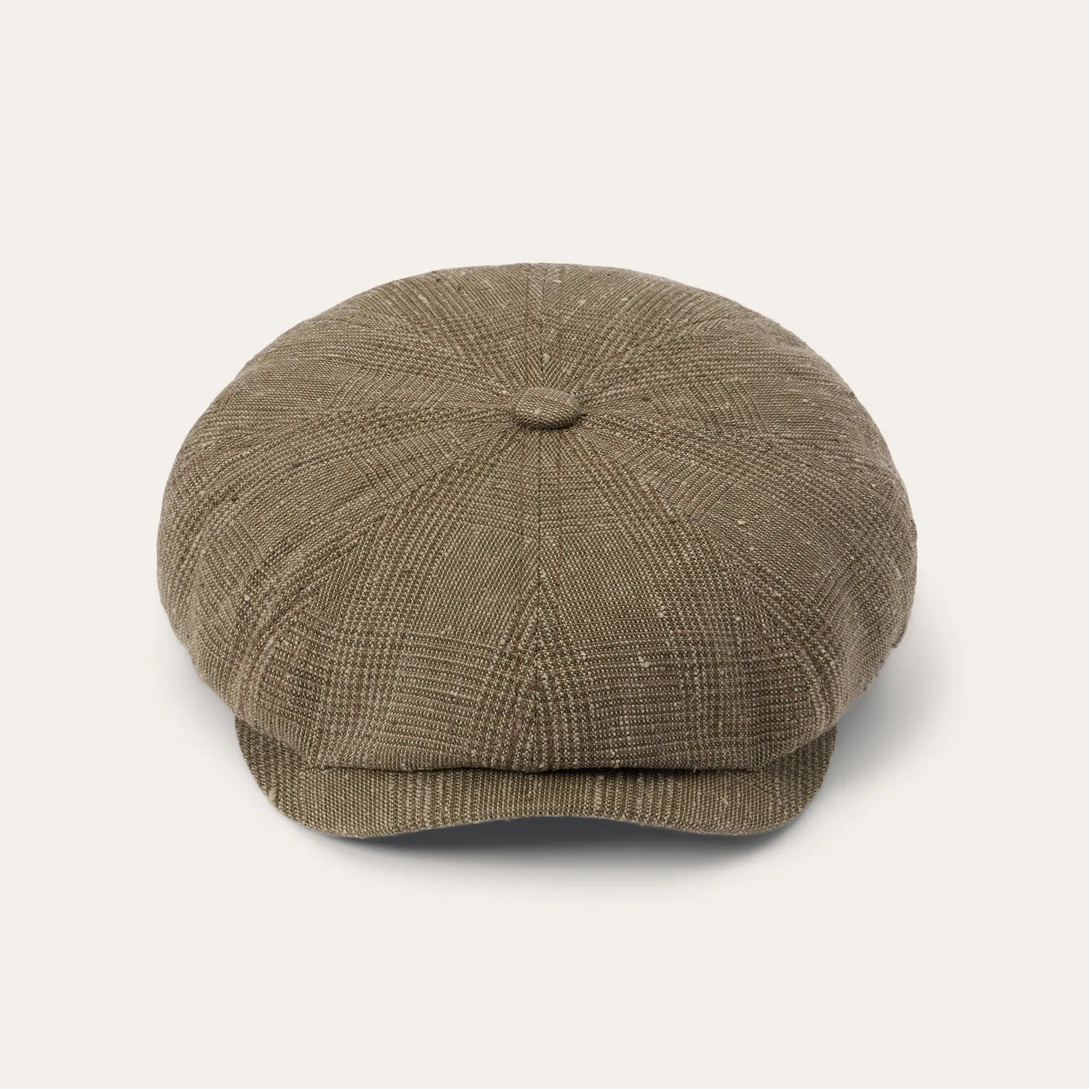Glen Check Linen/Silk Hatteras Cap -STETSON