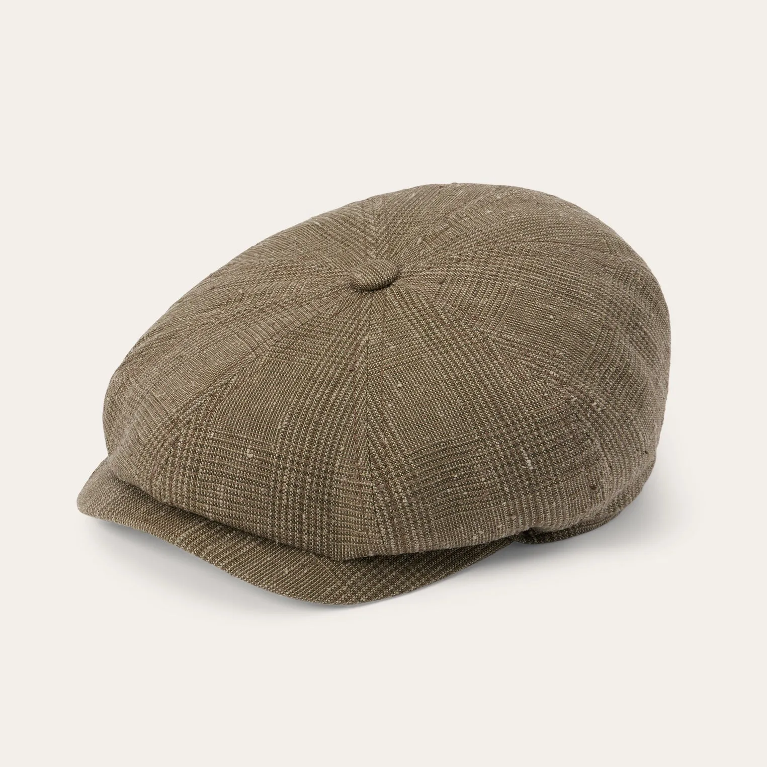 Glen Check Linen/Silk Hatteras Cap -STETSON