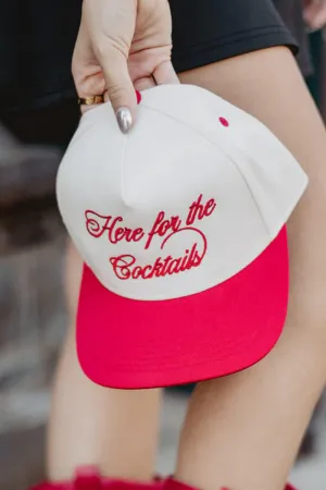 Here For The Cocktails Trucker Hat for Women in Red/Tan | KDC-BC-1133-RED-TAN