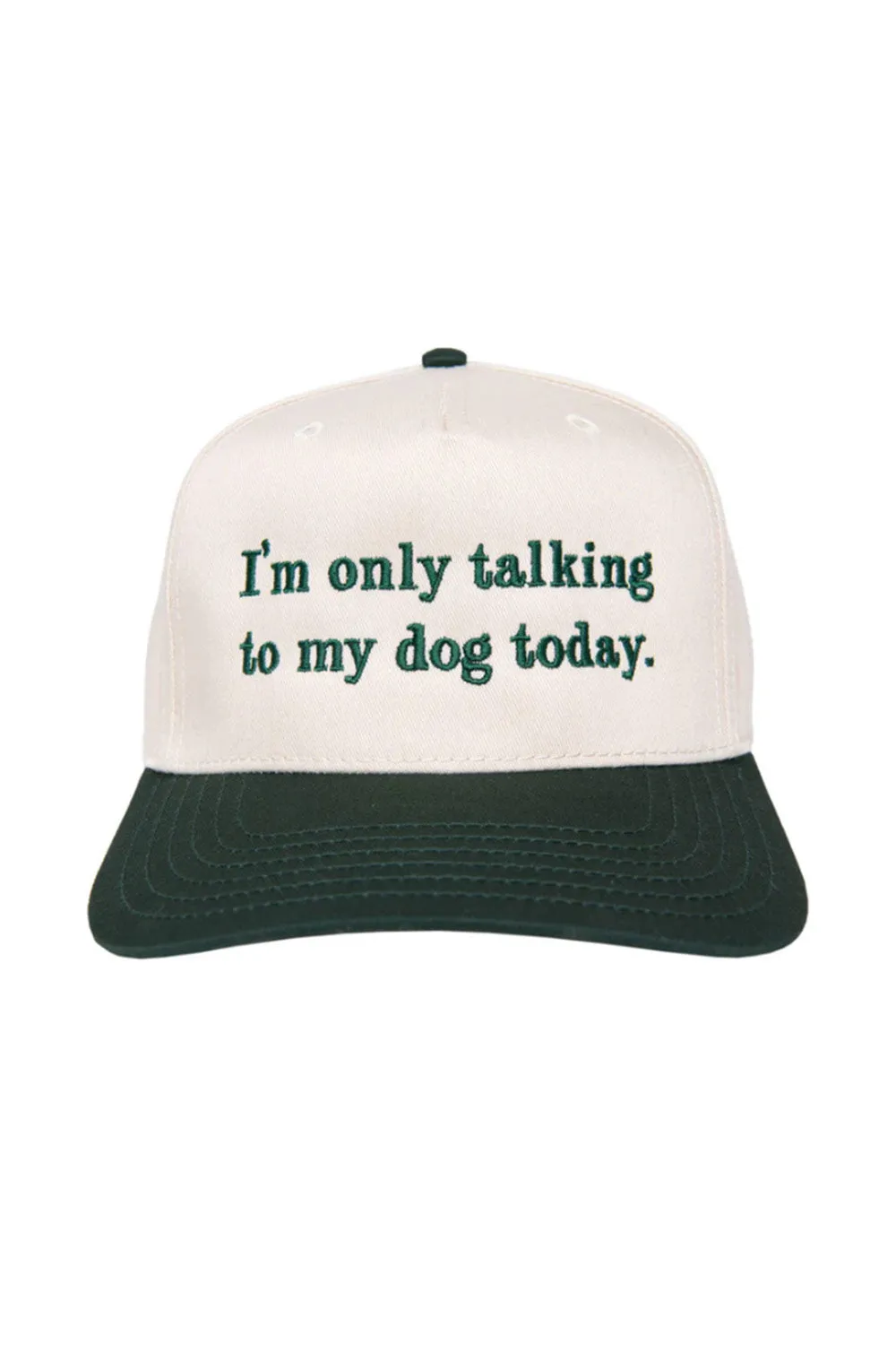 I'm Only Talking To My Dog Today Trucker Hat for Women in Dark Green/Tan | KDC-BC-650-DGN-TAN