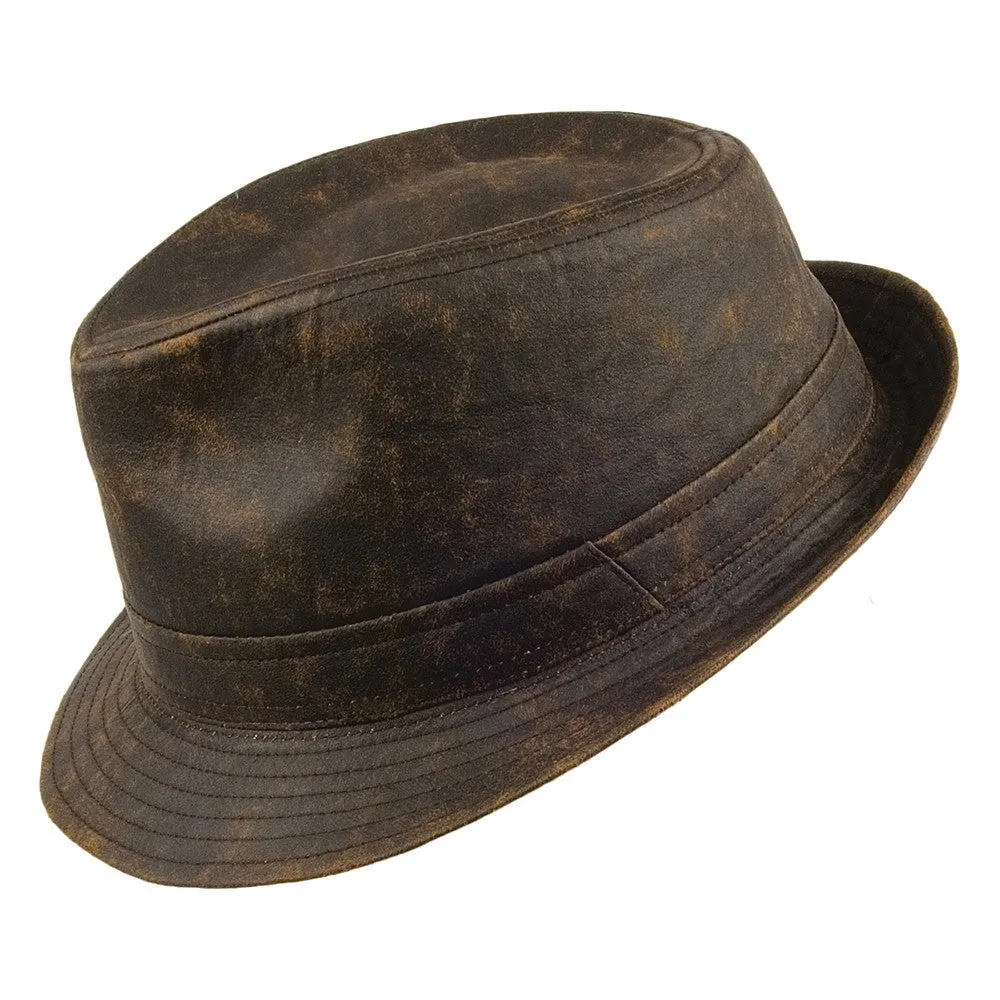 Jaxon & James Weathered Cotton Trilby Hat - Brown