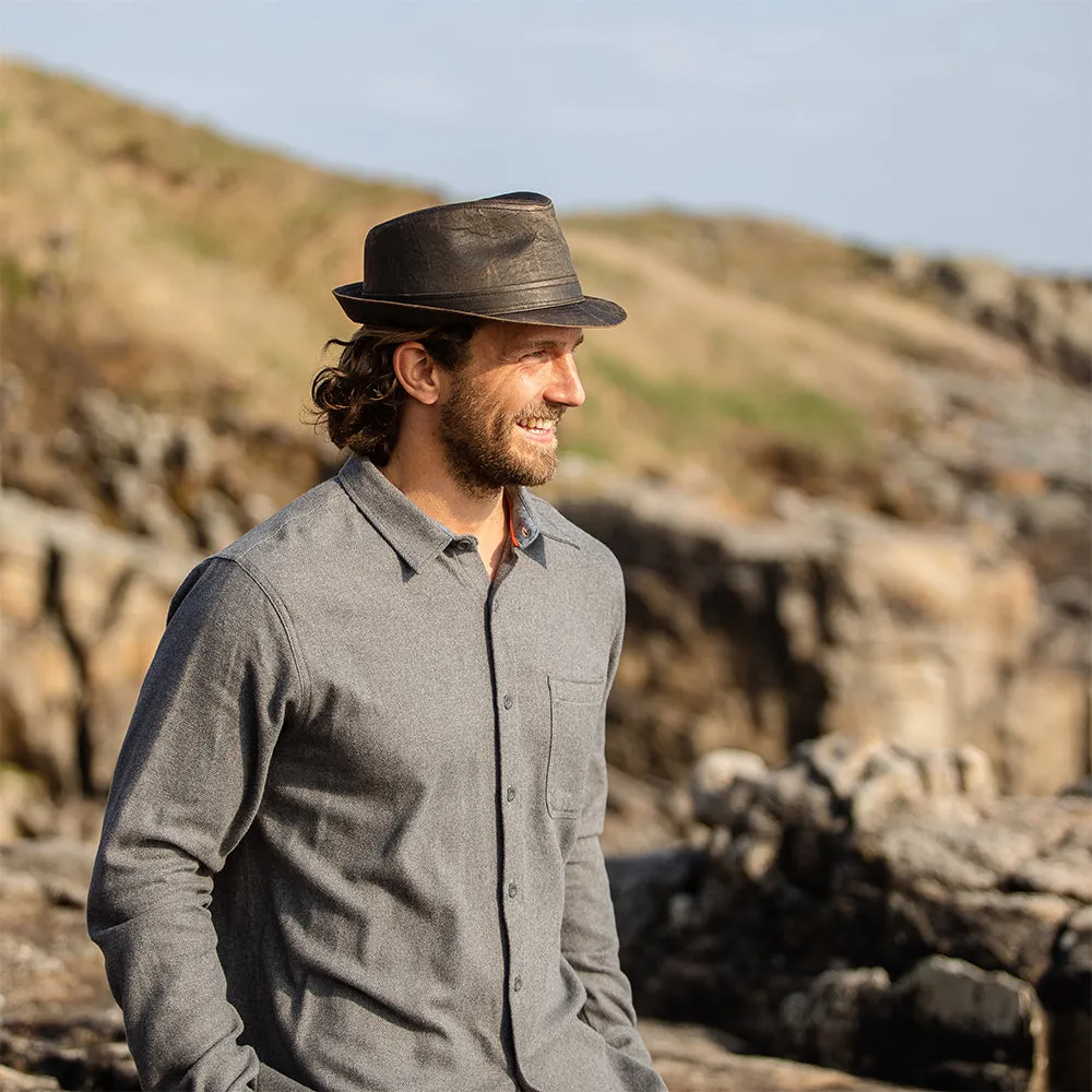 Jaxon & James Weathered Cotton Trilby Hat - Brown