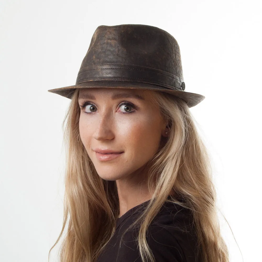 Jaxon & James Weathered Cotton Trilby Hat - Brown