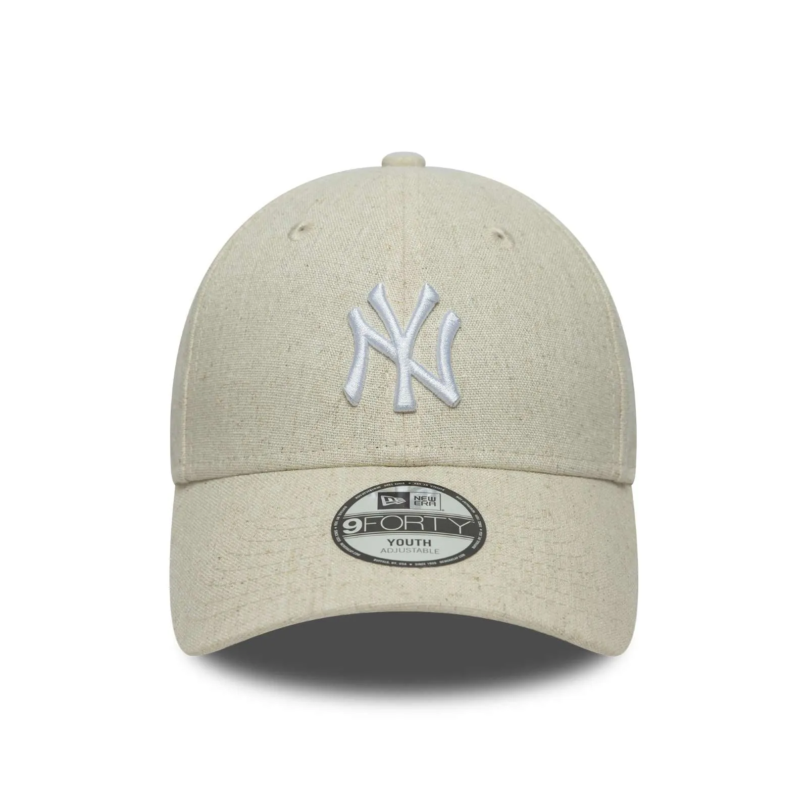 New Era Kids New York Yankees 9FORTY Linen Baseball Cap - Light Beige - YTH