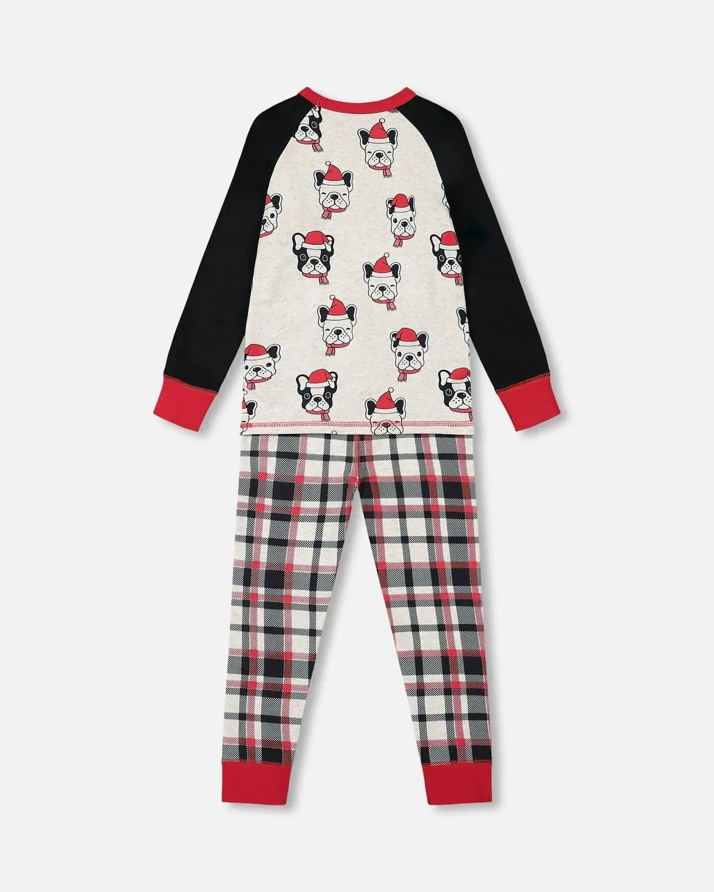 Organic Cotton Printed Dogs Two Piece Boys Pajama Set Oatmeal Mix
