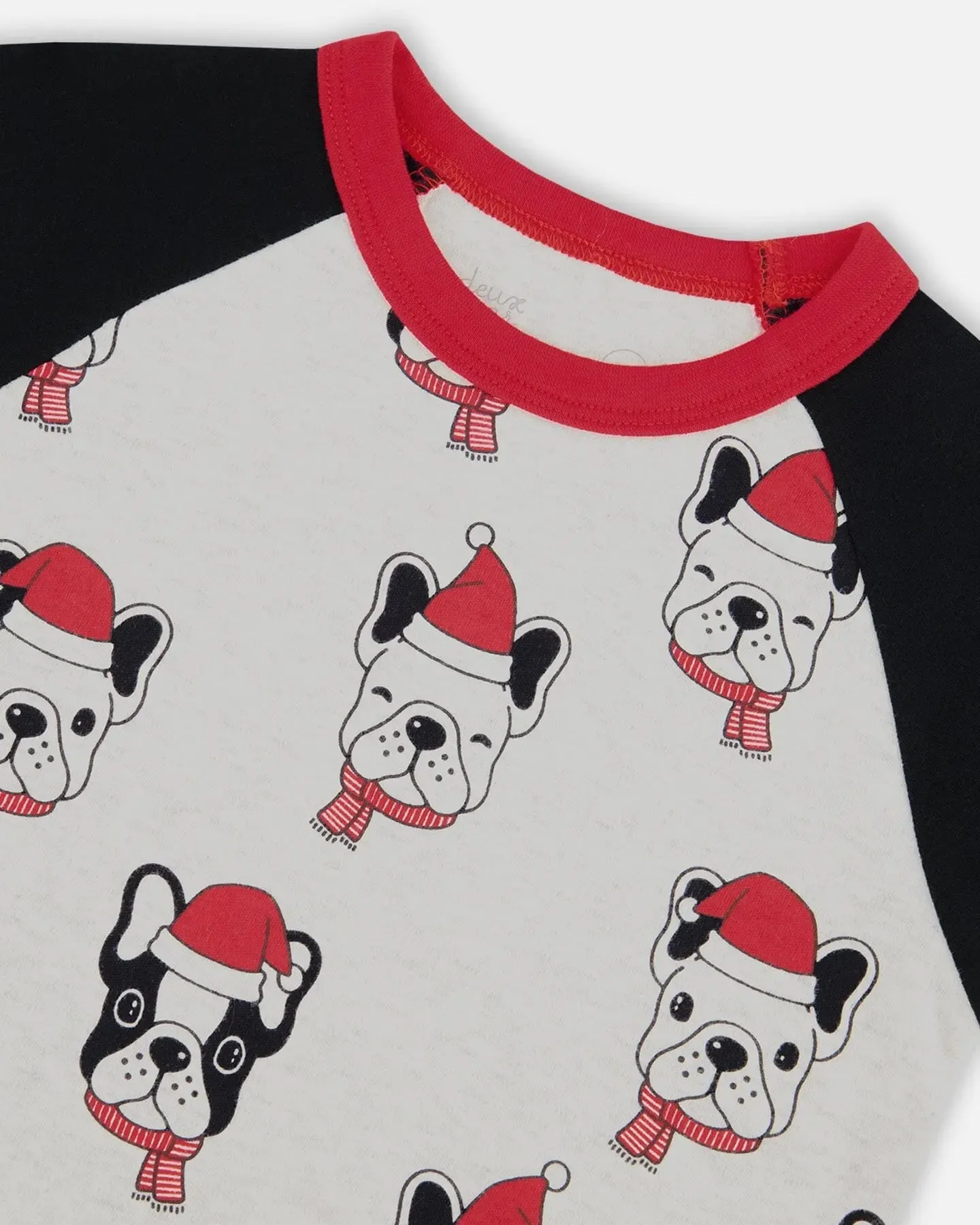 Organic Cotton Printed Dogs Two Piece Boys Pajama Set Oatmeal Mix