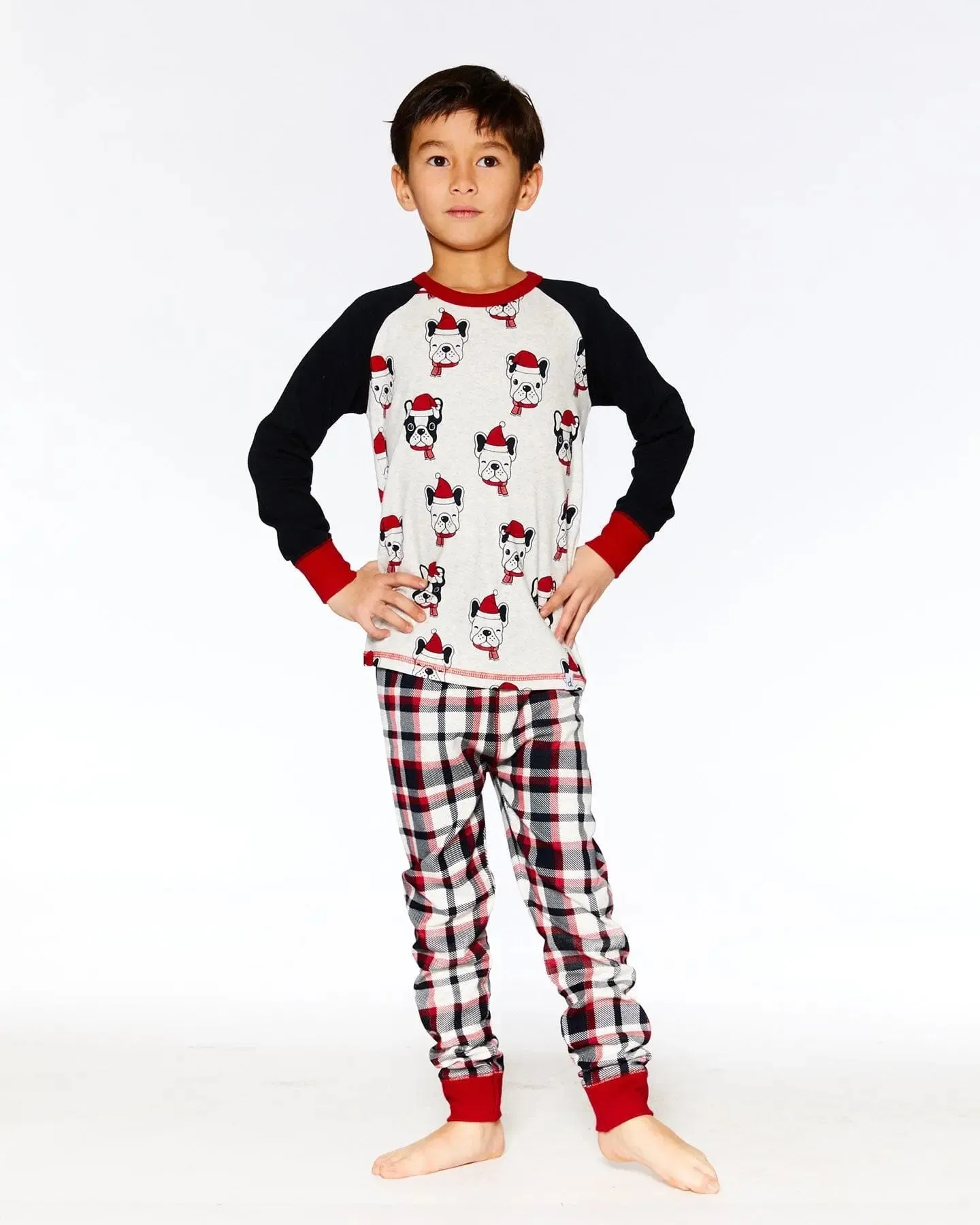 Organic Cotton Printed Dogs Two Piece Boys Pajama Set Oatmeal Mix