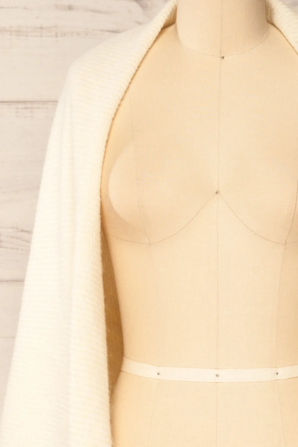 Raccourci Cream | Herringbone Patterned Scarf