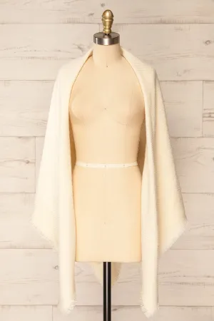 Raccourci Cream | Herringbone Patterned Scarf
