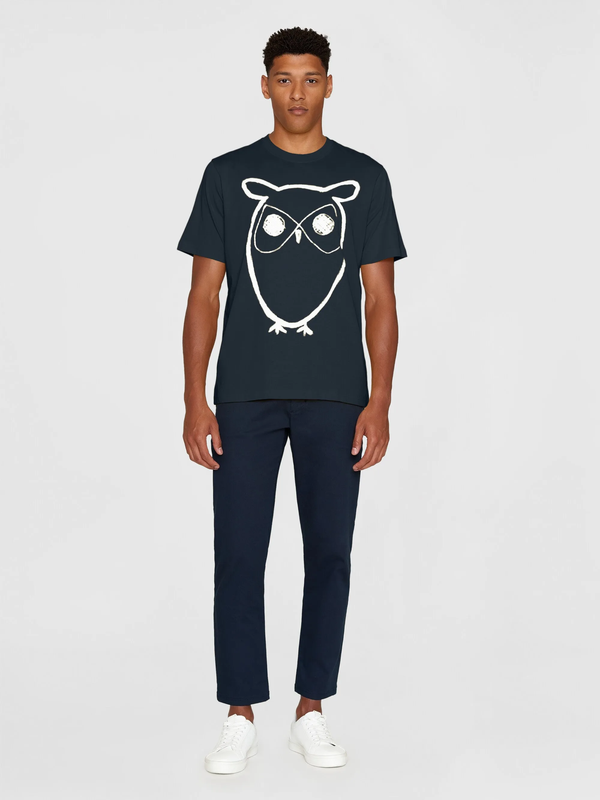 Regular big owl front print t-shirt - GOTS - Total Eclipse Knowledge Cotton