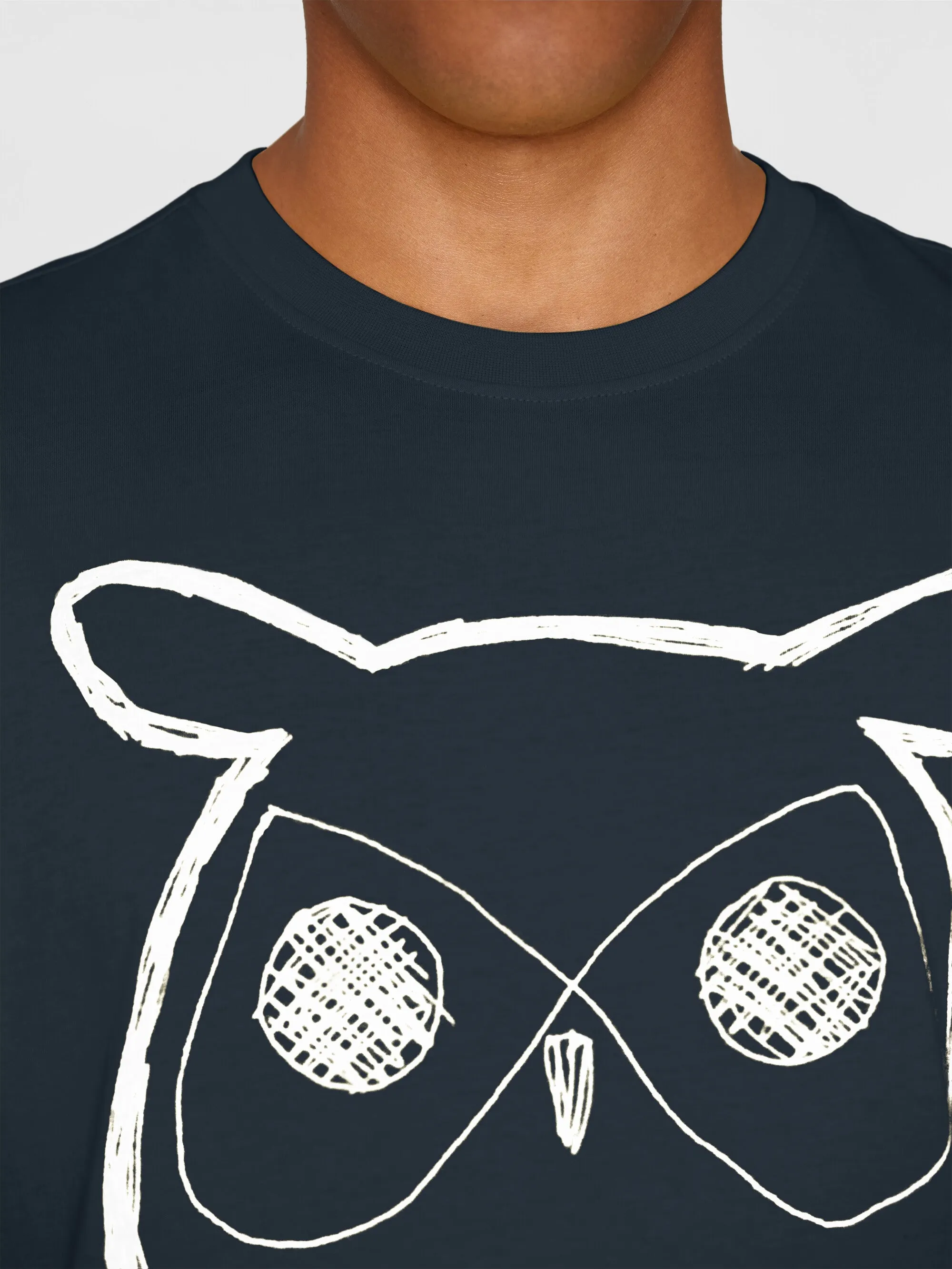 Regular big owl front print t-shirt - GOTS - Total Eclipse Knowledge Cotton