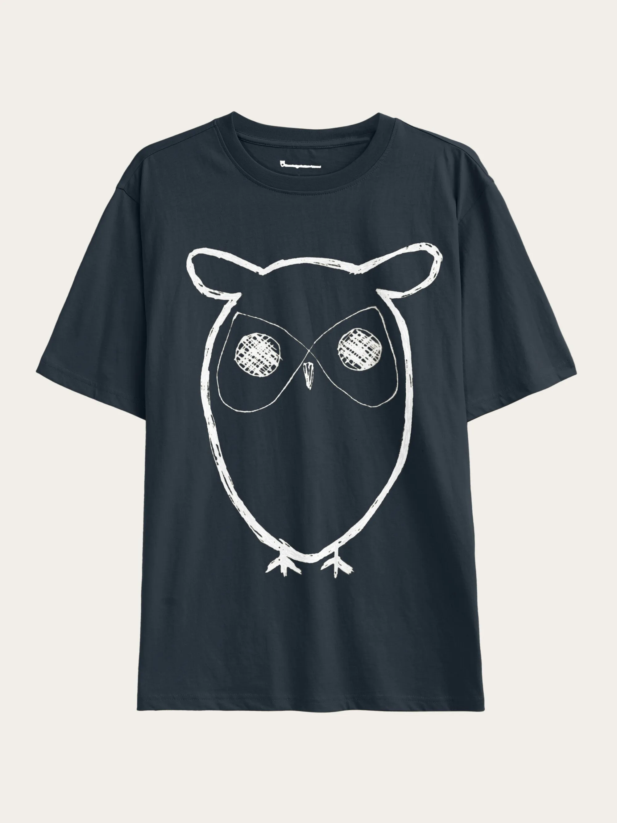 Regular big owl front print t-shirt - GOTS - Total Eclipse Knowledge Cotton