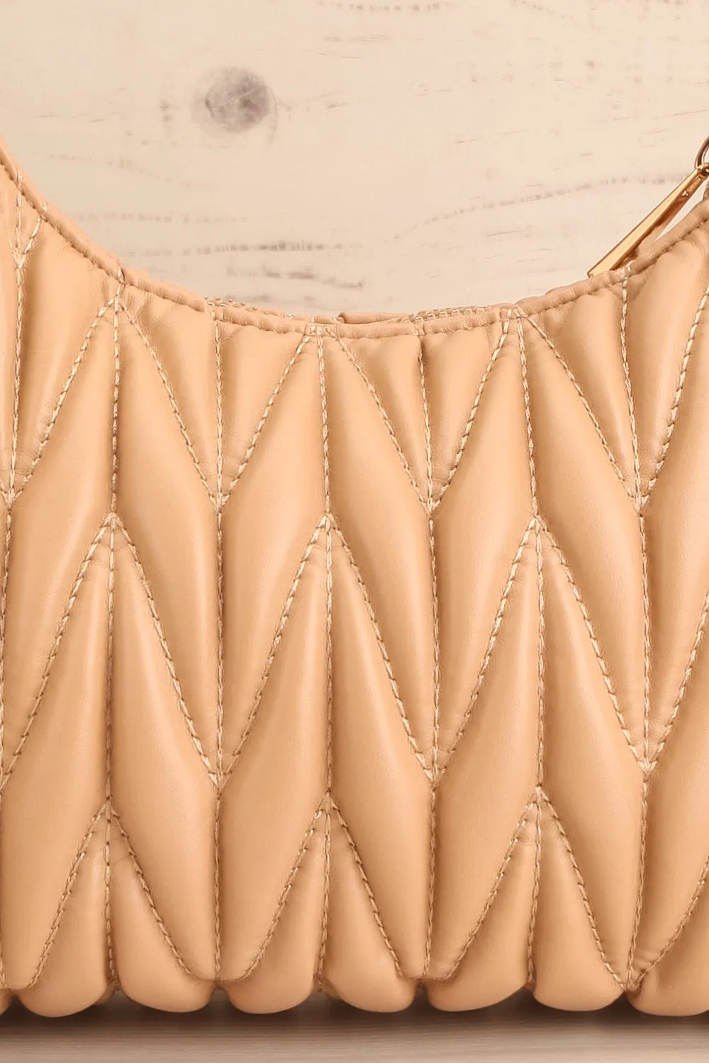Roseaux Beige | Chevron Quilt Shoulder Bag