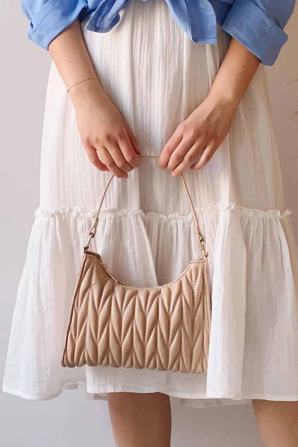 Roseaux Beige | Chevron Quilt Shoulder Bag