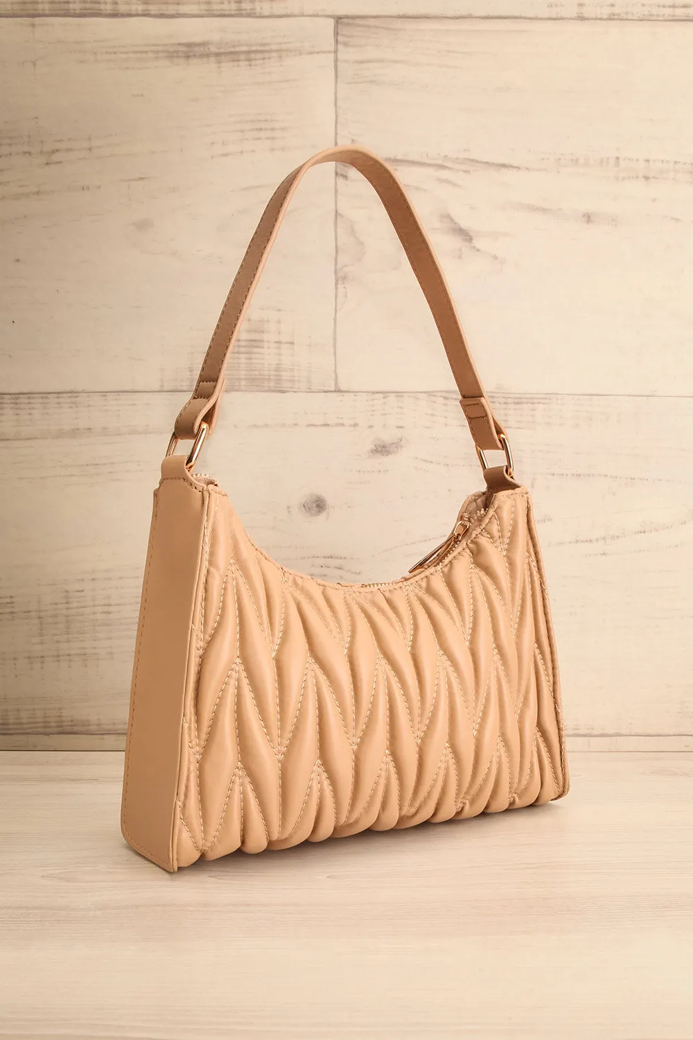 Roseaux Beige | Chevron Quilt Shoulder Bag