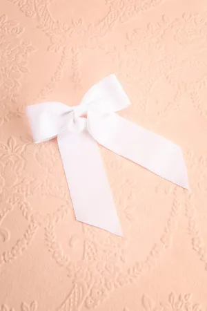 Saffy White | Ribbed Bow Barrette
