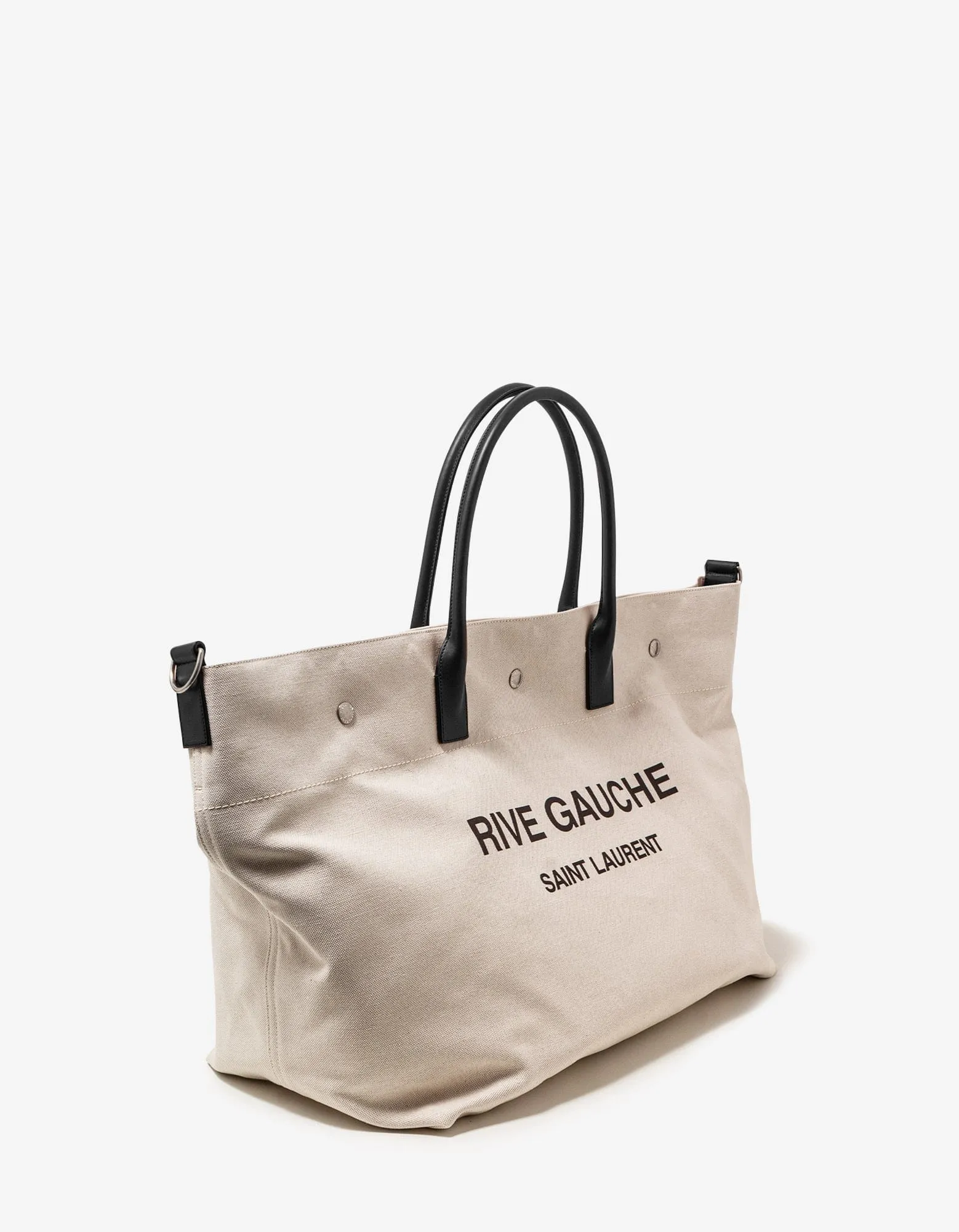 Saint Laurent Beige & Black Rive Gauche Maxi Shopping Bag