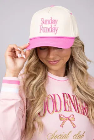 Simply Southern Embroidered Sunday Funday Rope Hat for Women in Cream | 0125-HAT-EMB-SUNDAY
