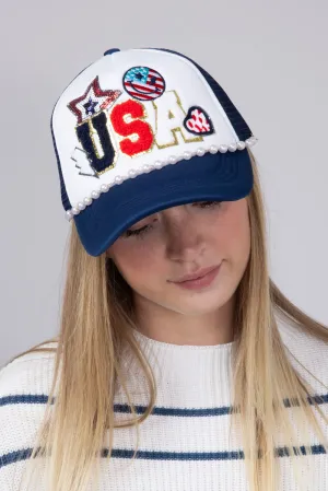 Simply Southern USA Patch Hat for Women in Blue | 0125-HAT-PATCH-USA