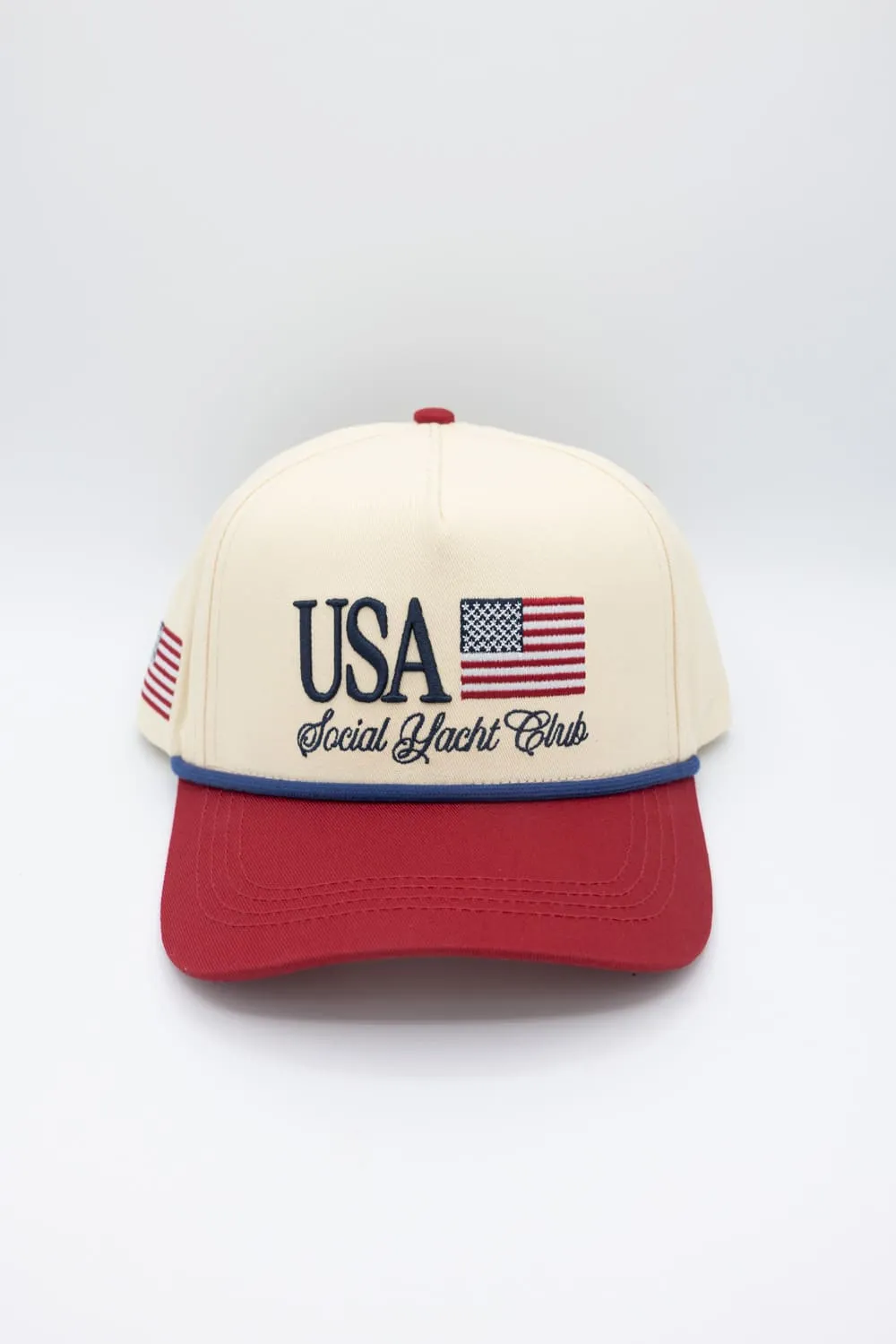 Simply Southern USA Social Club Hat for Women in Cream | 0125-HAT-EMB-USA