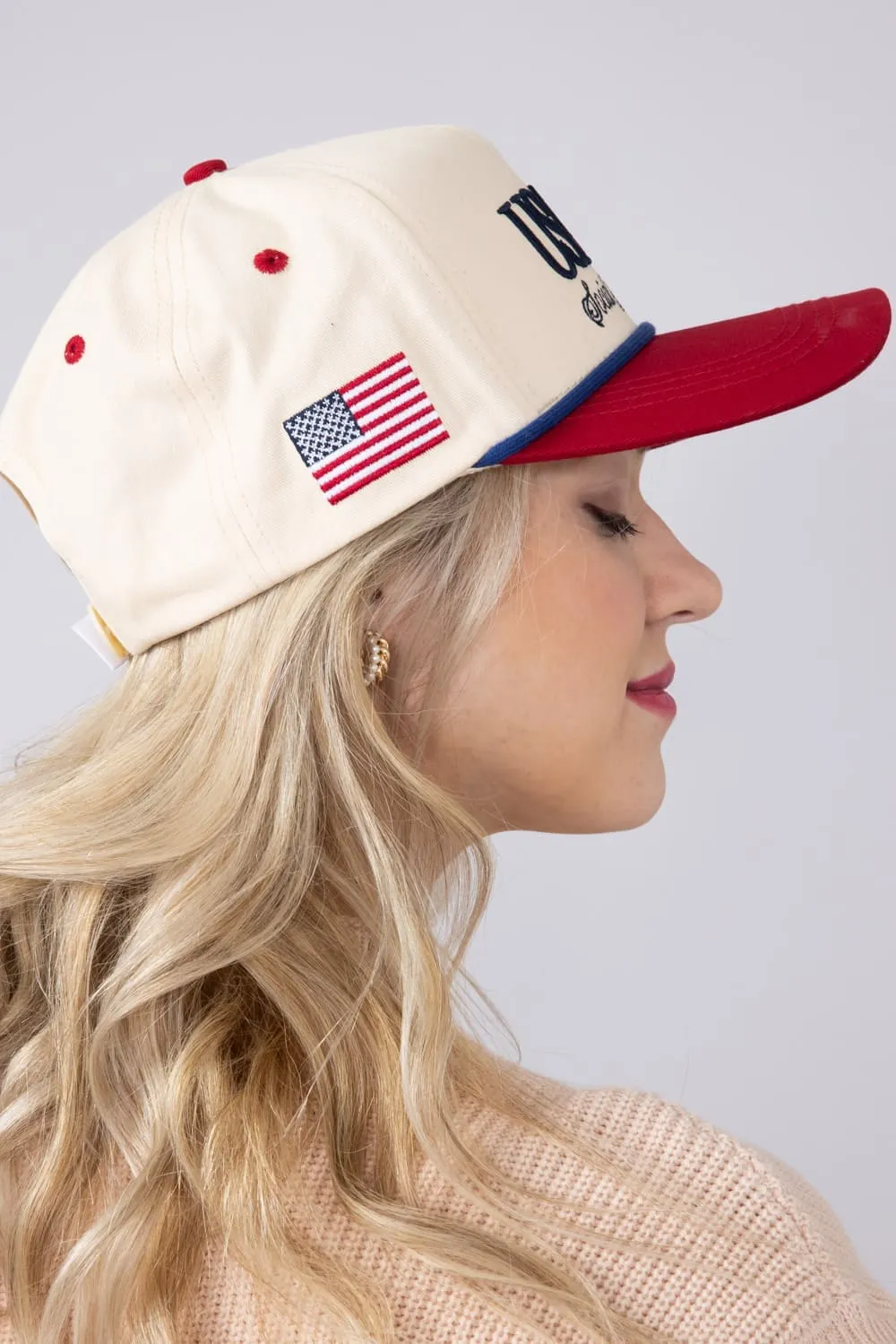 Simply Southern USA Social Club Hat for Women in Cream | 0125-HAT-EMB-USA