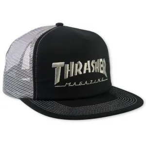 Thrasher - Logo Embroided Mesh Trucker Black/Grey