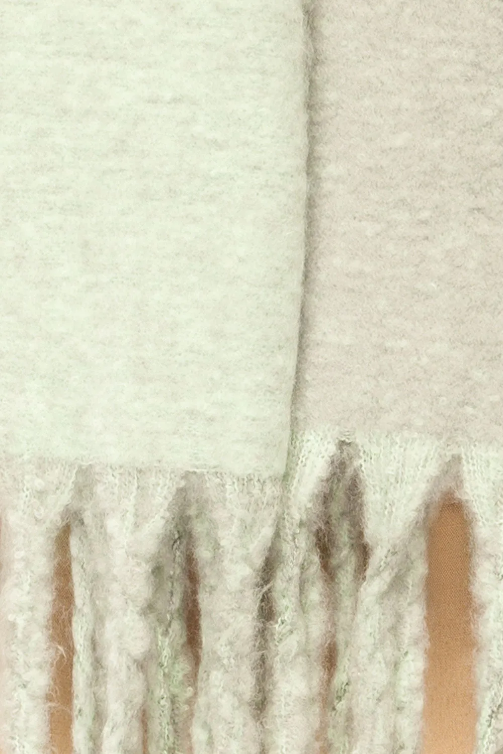 Tostado Mint | Soft Fuzzy Knitted Mint & Grey Scarf