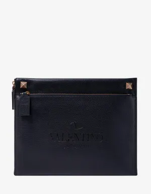 Valentino Black Identity Leather Clutch