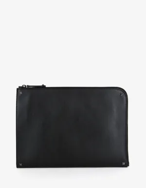 Valentino Black Leather Rockstud Document Holder